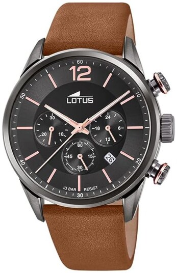 Lotus Herreklokke 18687/2 Chrono Sort/Lær Ø44 mm