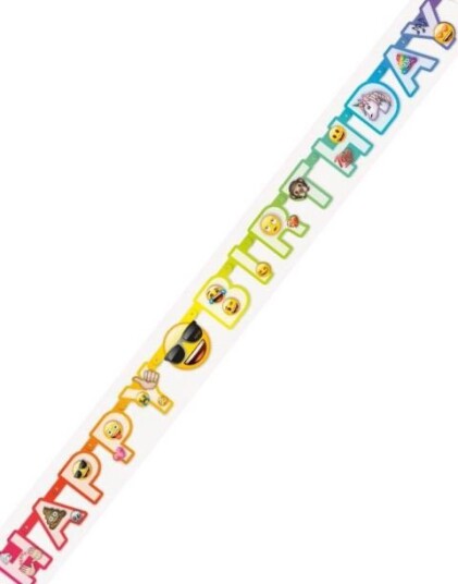 Happy Birthday Banner 182 cm Emoji Motiv