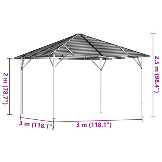 vidaXL Paviljong med tak 3x3 m antrasitt vidaXL Paviljong med tak 3x3 m antrasitt