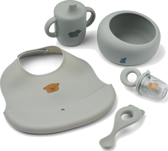 Liewood Mileah Komplett Spisesett til baby Dove blue Liewood Mileah Komplett Spisesett til baby Dove blue