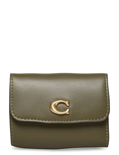 Coach Refined Calf Leather Essential Card Holder Wallet Khaki green ONE SIZE