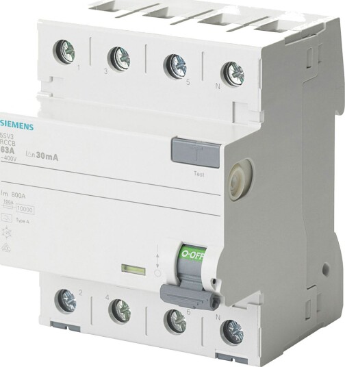 Siemens Jordfeilbryter A 63A (400 v-10kA) 4-polet 30mA