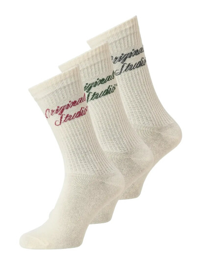 Jack & Jones Jacnorrebro Tennis Socks 3 Pack Jnr   Cream   33 37