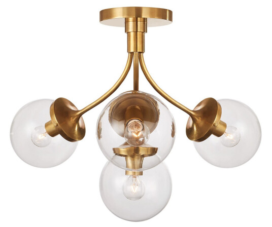 Prescott plafond mässing/klarglas