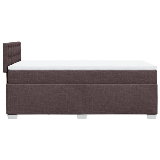 Seng med madrass boksfjær mørkebrun 90x200 cm stoff 8721102706707