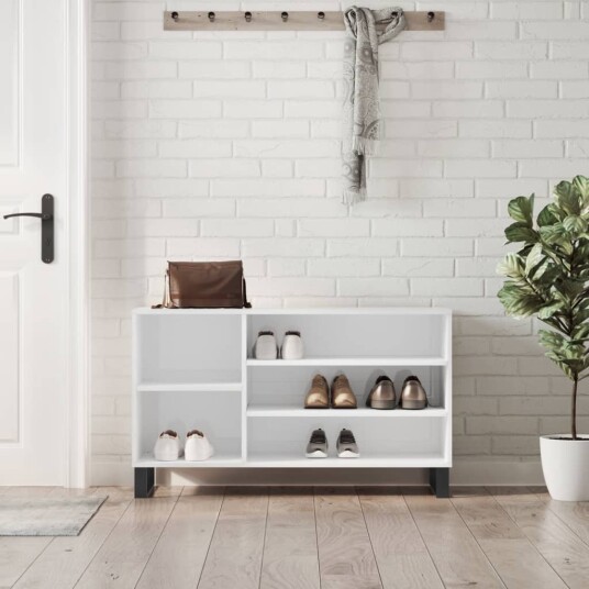 Skoskap høyglans hvit 102x36x60 cm konstruert tre 8721012114616