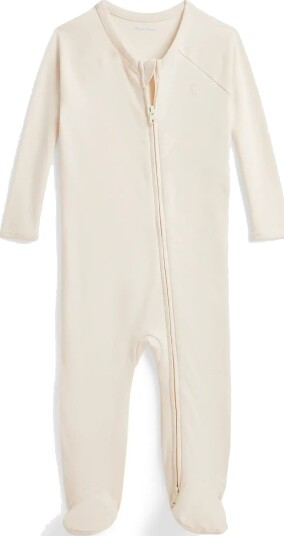 Ralph Lauren Baby Cotton Interlock Footed Coverall Cream 70 74