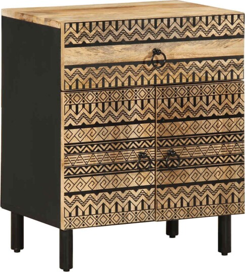 Nattbord svart 50x33x60 cm grovt heltre mangotre 8721158496386