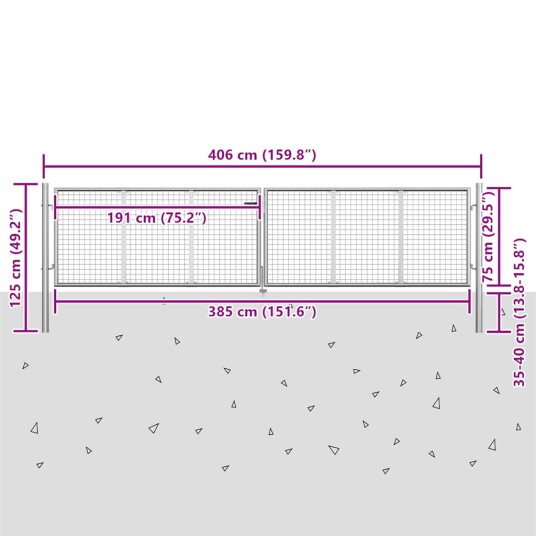 vidaXL Hageport galvanisert stål 415x125 cm sølv