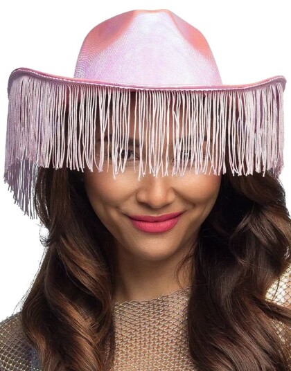 Cowboyhatt med Frynser – Holografisk Rosa Cowboyhatt med Frynser – Holografisk Rosa