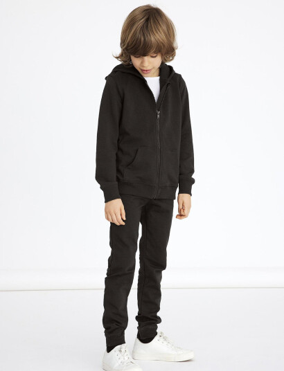 name it Nkmnesweat Card W Hood Bru Noos Black 122-128