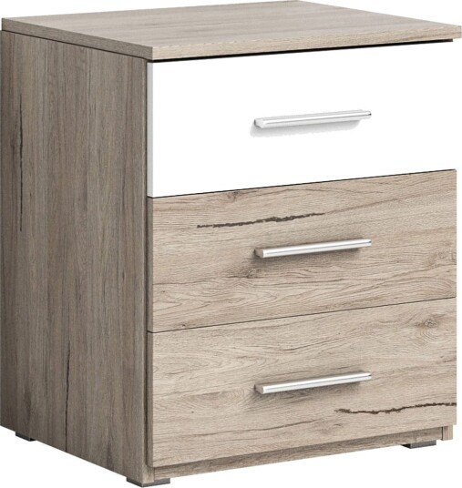 Joannie Nattbord 51 cm med Oppbevaring 3 Skuffer - Tre/Hvit