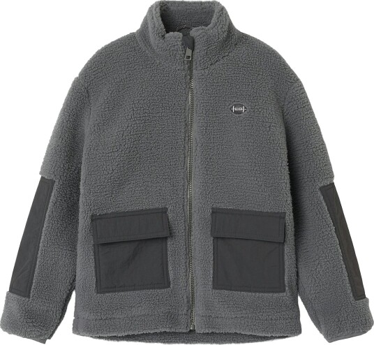 name it Nkmmonico Teddy Jacket - Grey - 146