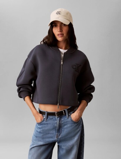 Calvin Klein Jeans Cropped Sporty Scuba Bomber Navy XXS