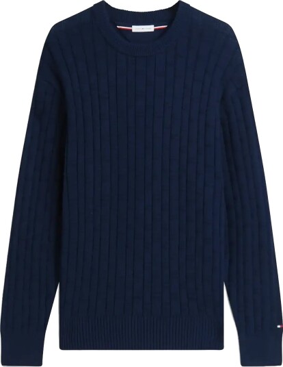 Tommy Hilfiger Mock Cable Crew Neck   Navy   L