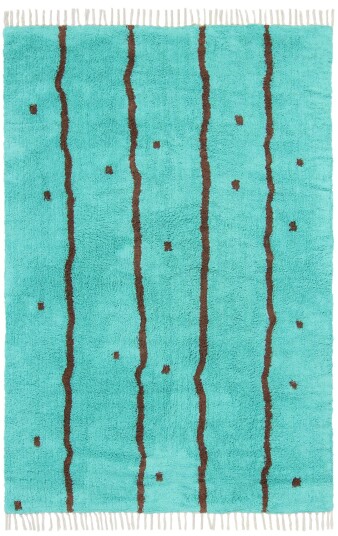 Ryetepper Leora Natural Cotton Shaggy turkis/brun Størrelse: 240 x 340 cm