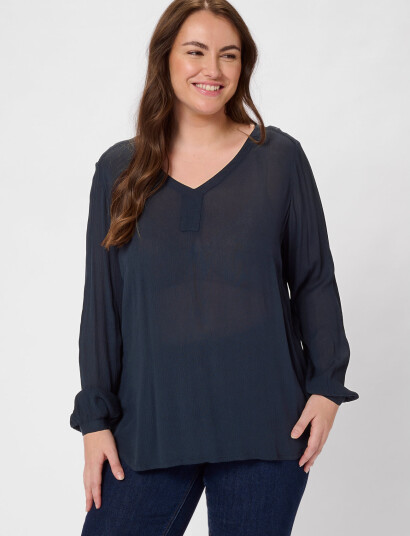 Kaffe Curve Kcami Ls Blouse - Navy - 52 Kaffe Curve Kcami Ls Blouse - Navy - 52
