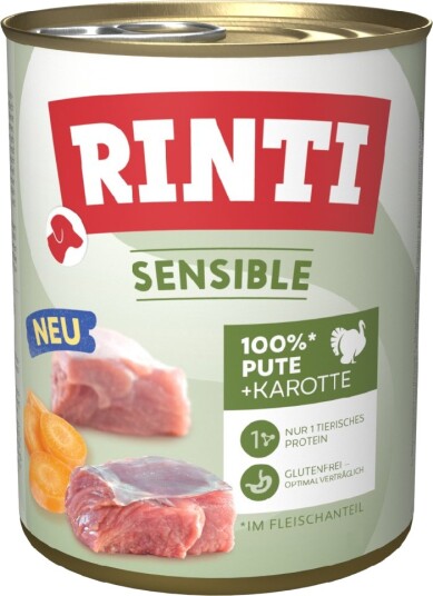 Rinti Våtfôr Sensible & Gulrot Kalkun 6 X 800 G Rinti Våtfôr Sensible & Gulrot Kalkun 6 X 800 G