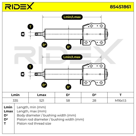 Støtdemper RIDEX 854S1861