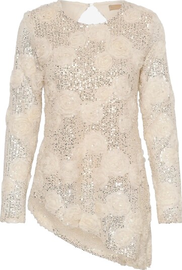 Culture Cususan Ls Blouse WHITECAP SEQUINS L