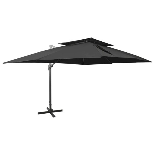 vidaXL Hengeparasoll med dobbel topp 400x300 cm svart