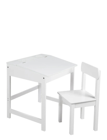ROBA Wooden Children"s School Desk With Chair - White - ONE SIZE ROBA Wooden Children"s School Desk With Chair - White - ONE SIZE