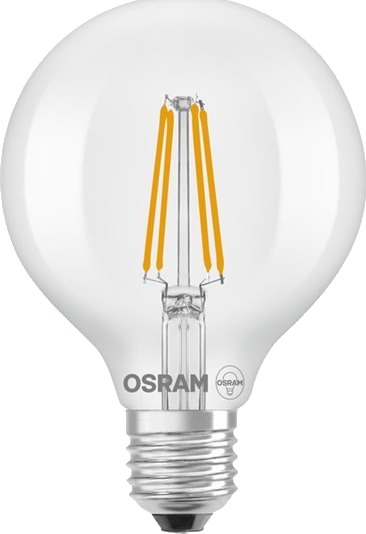 Osram Classic   Led Filamentlyspære   Form: G95   Klar Finish   E27   3.8 W Ekvivalent 60 W   Klasse A   Varmt Hvitt Lys   2700 K