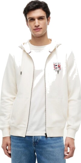 Tommy Hilfiger Rwb Box Flag Tr Full Zip   Cream   XXL
