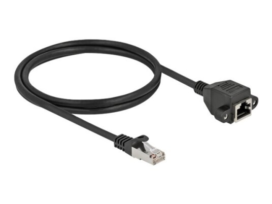 Delock Nettverksforlengelseskabel Rj-45 Hann Til Rj-45 Hunn Skrubar 1 M S/Ftp Cat 6A Svart