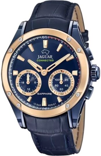Jaguar Herreklokke J960/1 Connected Blå/Lær Ø45 mm Jaguar Herreklokke J960/1 Connected Blå/Lær Ø45 mm