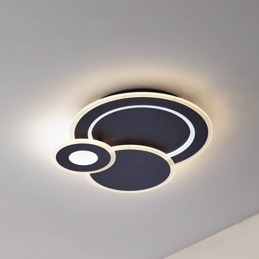 Lindby LED taklampe Briar svart metall fjernkontroll