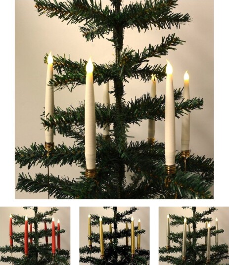 Juletrelys LED 10 stk. Trådløse inkl. Fjernkontroll & Klemmer passer til de fleste Georg Jensen lysholdere m.m. - Gull Juletrelys LED 10 stk. Trådløse inkl. Fjernkontroll & Klemmer passer til de fleste Georg Jensen lysholdere m.m. - Gull