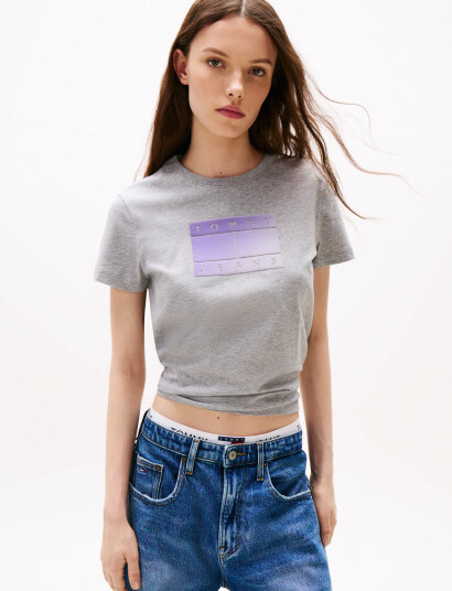 Tommy Jeans Tjw Reg Gradient Flag Ss - Grey - S