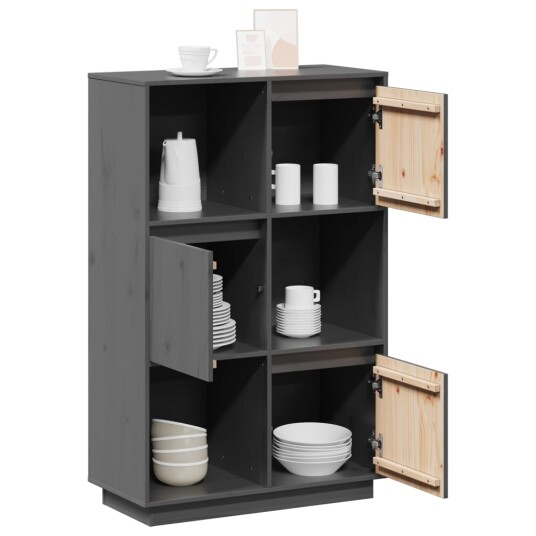 vidaXL Highboard grå 74x35x117 cm heltre furu