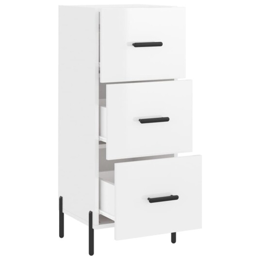 vidaXL Skjenk høyglans hvit 34,5x34x90 cm konstruert tre