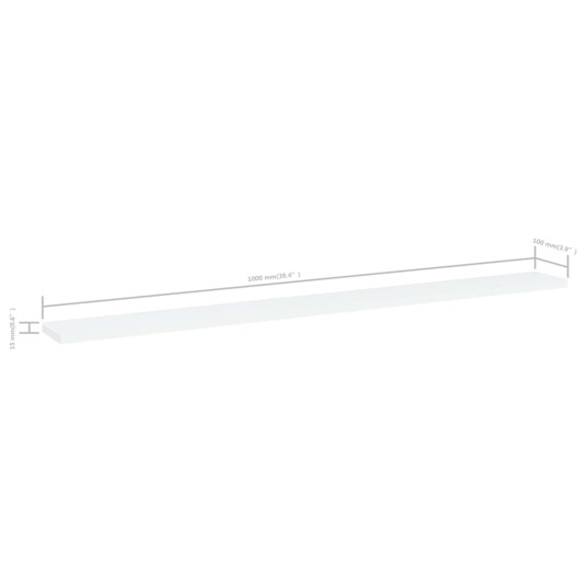  Hylleplater 4 stk hvit 100x10x1,5 cm sponplate