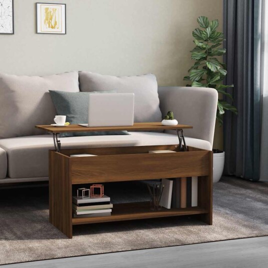Salongbord brun eik 102x50x52,5 cm konstruert tre