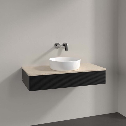 Villeroy & Boch  Antao Servantskap med 1 skuff 100x50x19 cm m/lys Sort Matt/Crème