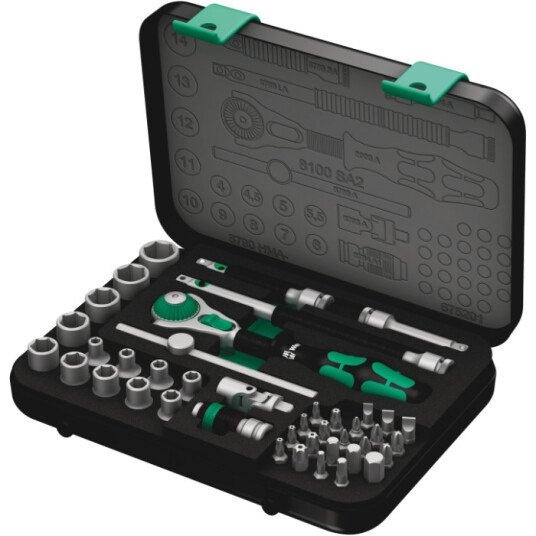 Wera 1/4" Zyklop Speed Skraller og Pipenøkkelsett 42 Deler i Plastboks
