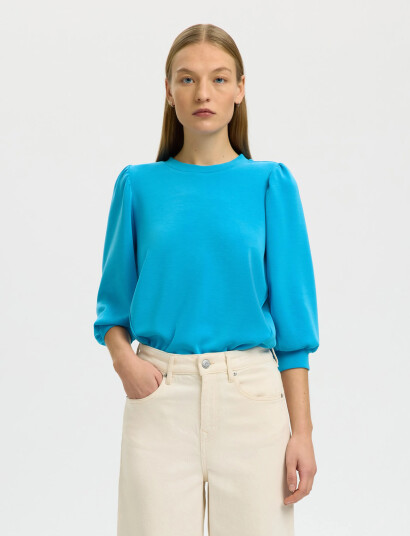Selected Slftenny 3/4 Sweat Top Noos Blue S Selected Slftenny 3/4 Sweat Top Noos Blue S