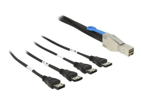 Delock 1 m SATA-kabel 6 Gb/s med 4x SATA tilkobling, svart/grønn