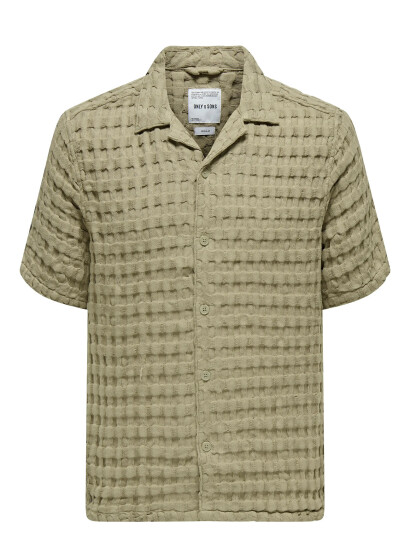 ONLY & SONS Onsbraddock Reg Ss Resort Waffle Shirt - Green - XS
