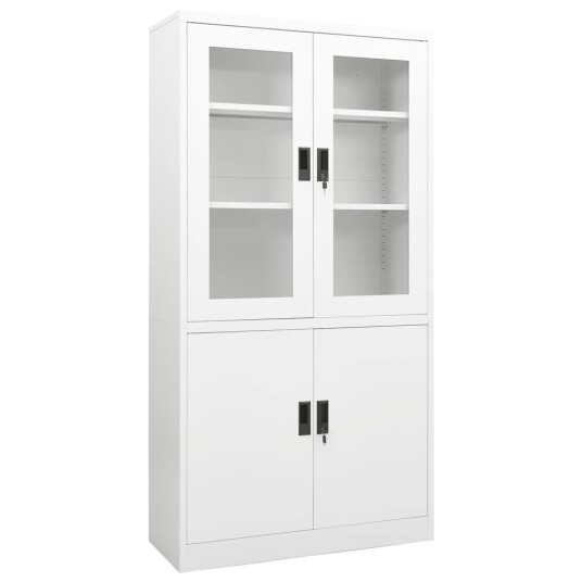 vidaXL Kontorskap hvit 90x40x180 cm stål