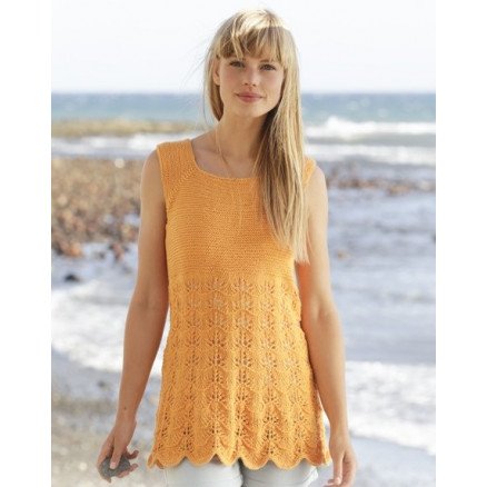 Sunkissed by DROPS Design Topp Strikkeoppskrift str S XXXL