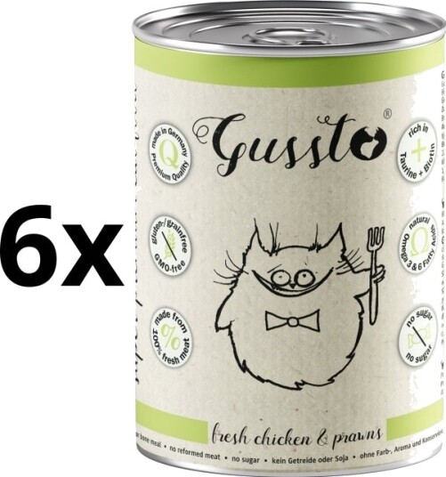 Gussto Fresh Kylling Reker Våtfôr 6 X 400 G