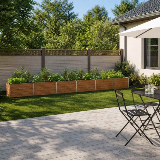 vidaXL Hevet Hagebed Treet Brown 600 x 80 x 55 cm kaldvalset stål