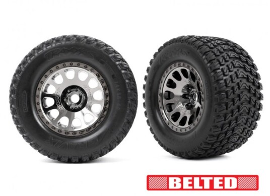 Traxxas 7862X Tires & Wheels Gravix Belted / XRT Race Black Chro