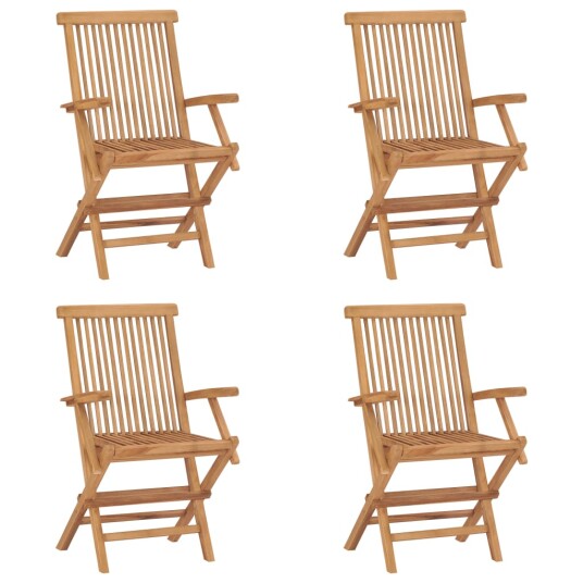 vidaXL Sammenleggbare hagestoler 4 stk heltre teak