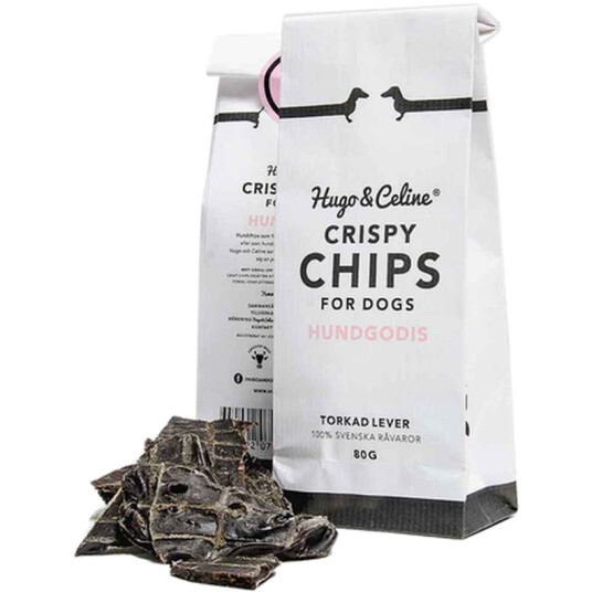 Hugo and Celine Crispy Chips Naturlige Hundegodbiter 80 g