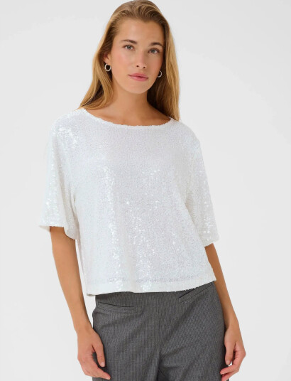 Kaffe Kamiranda Sequin Blouse - White - M